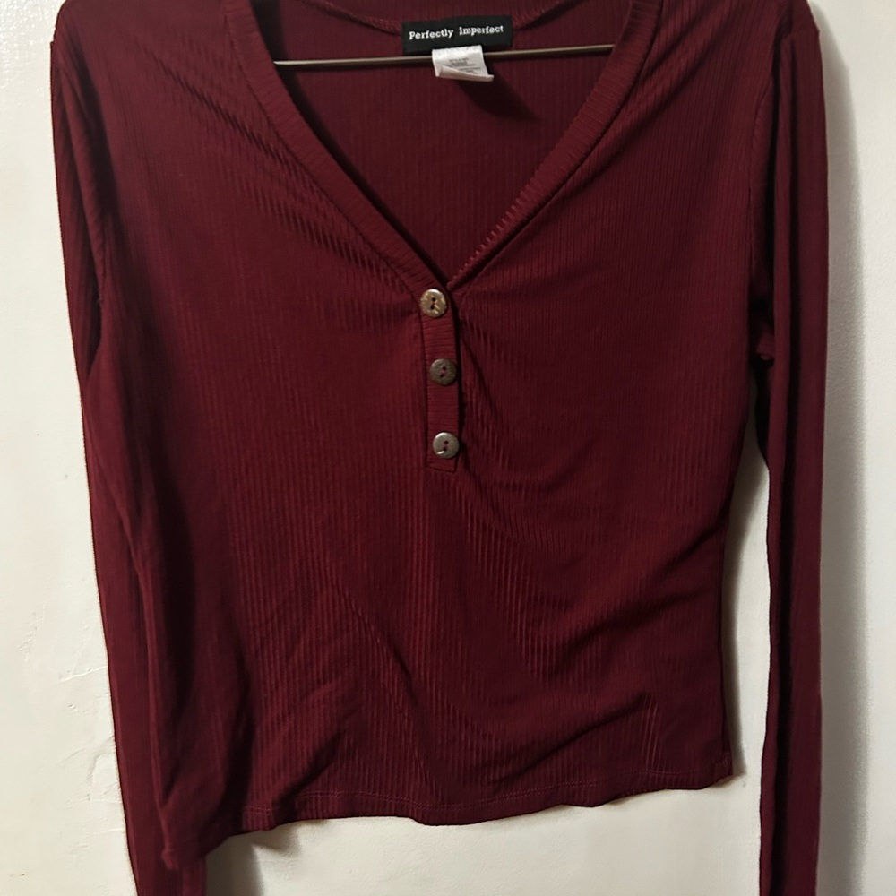 Burgundy Long Sleeve Top
